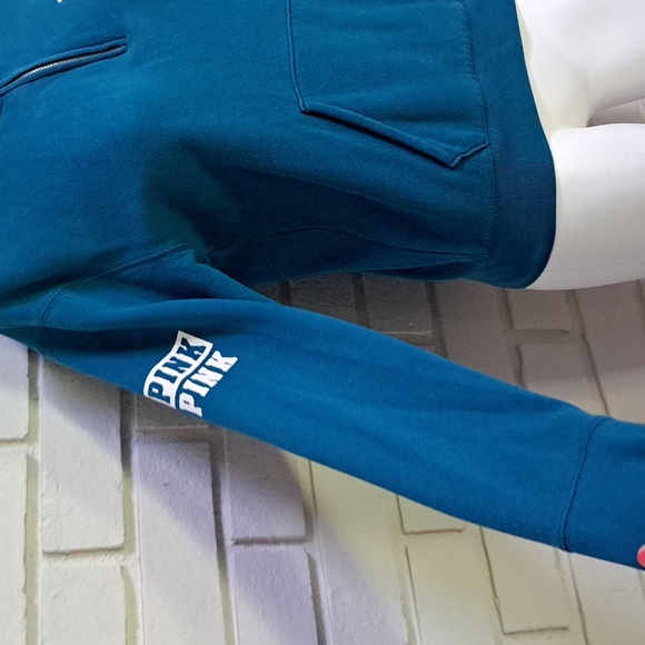 PINK Blue Quarter Zip Arm Logo's Sweatshirt. Size XS - Picture 4 of 9